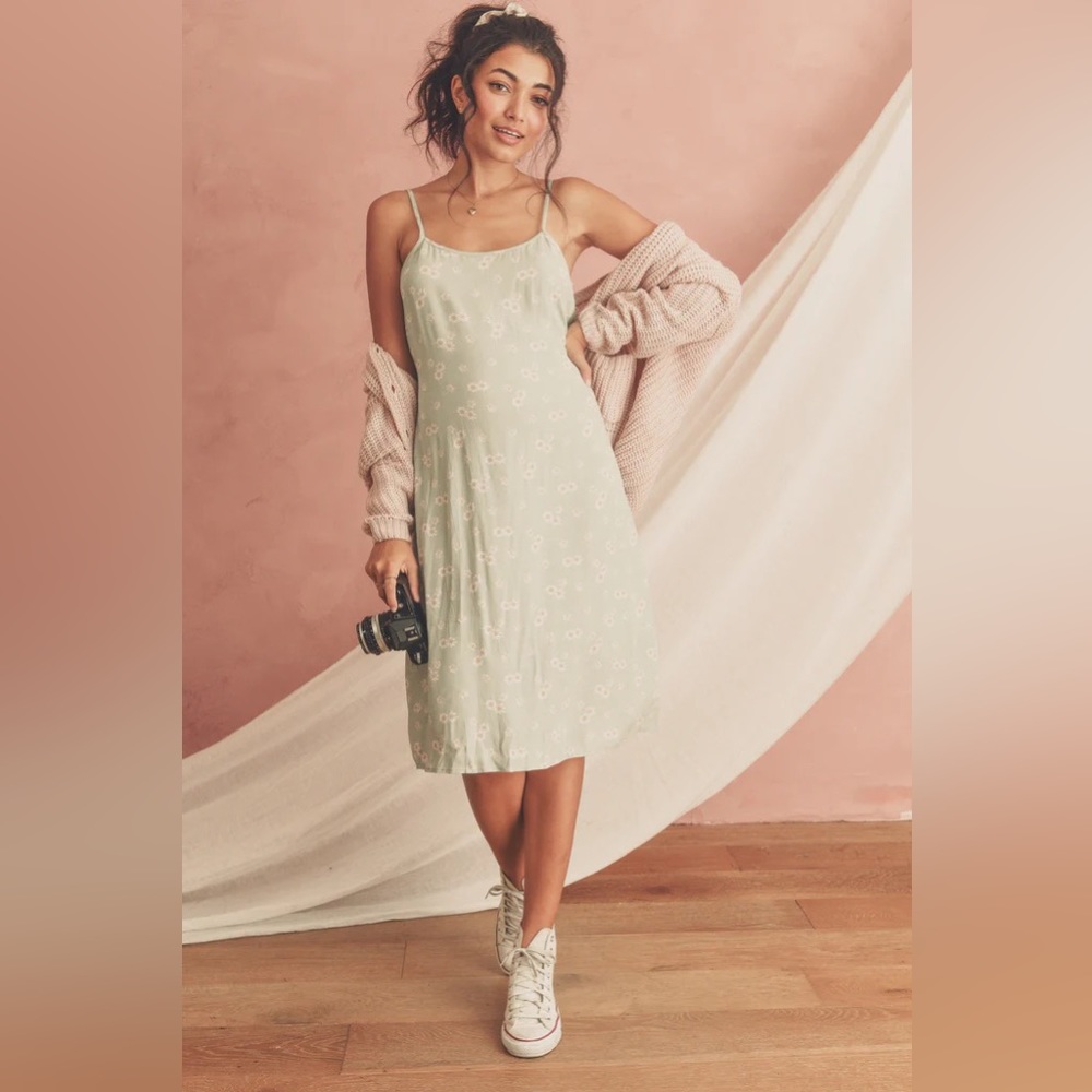 Breath Of Youth - Will Wait Forever Slip Midi Dress - Daisy Print - XL